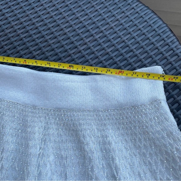 GEMY MAALOUF Shimmery Silver Short Skirt with Beaded Details Size 16/18 - Picture 9 of 13